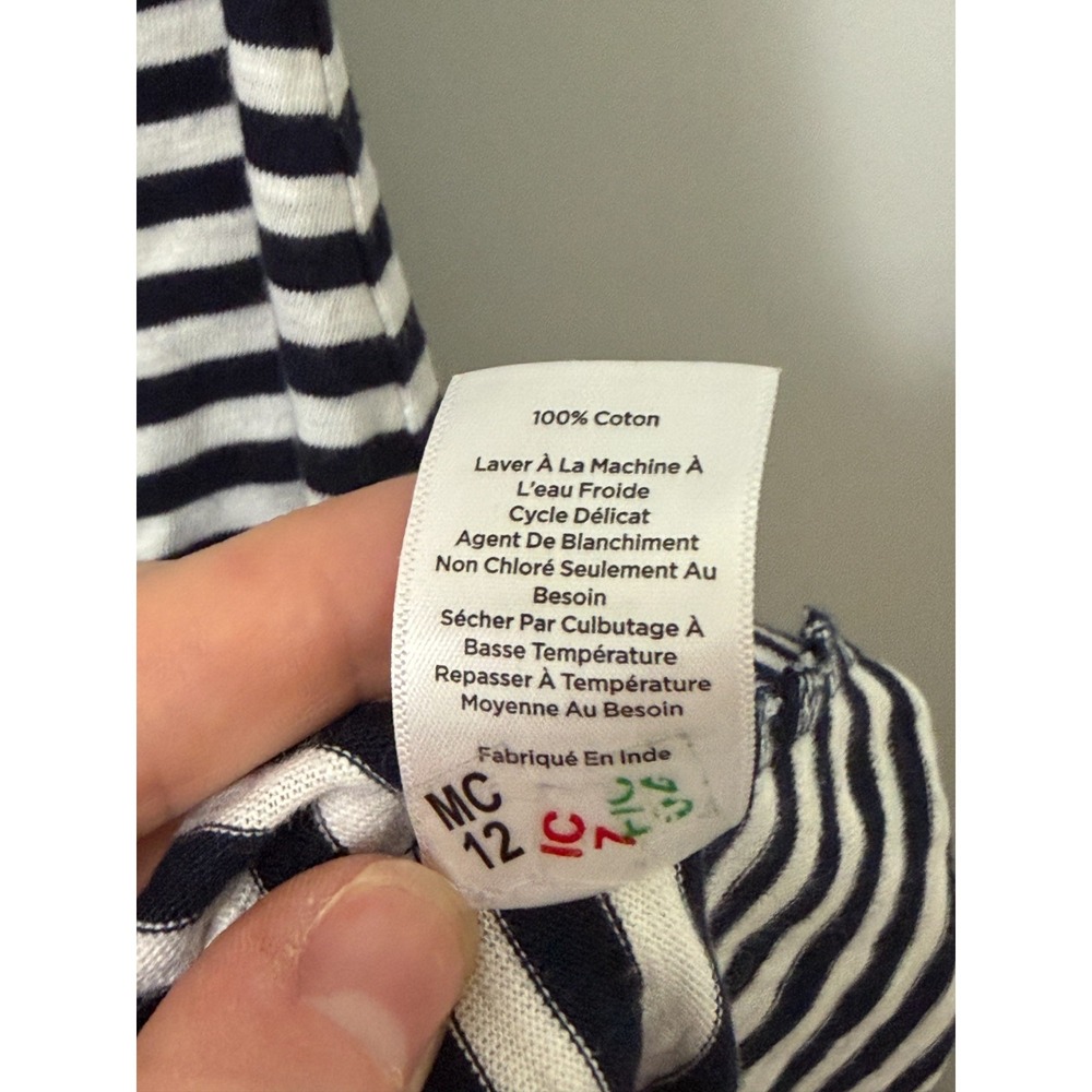Talbots Cotton Side Tie Shift Dress Stripe Navy Coastal Old Money Nautical Large - Picture 6 of 7